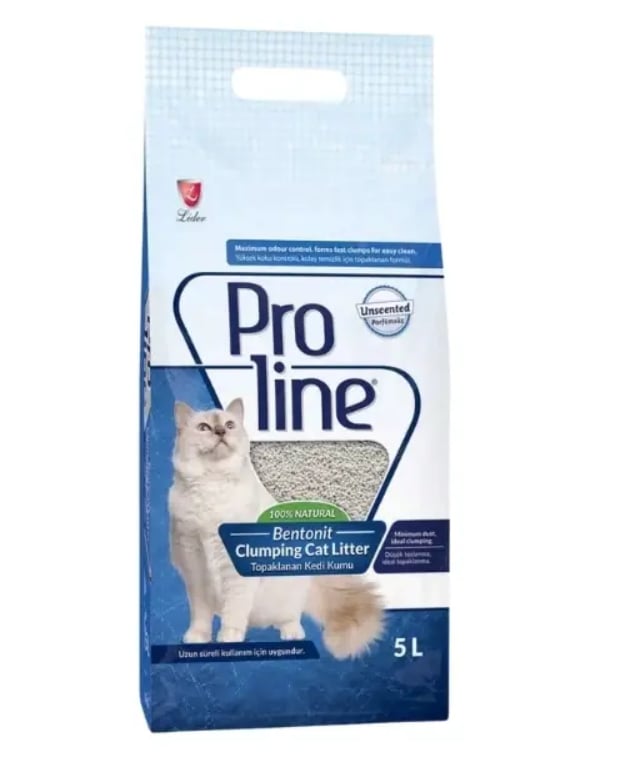 Proline Kokusuz İnce Taneli Topaklanan Bentonit Kedi Kumu 5 lt