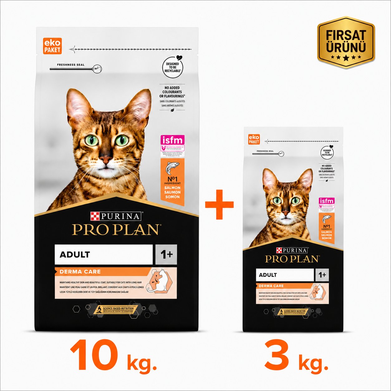 Proplan Elegant Derma Plus Somonlu Yetişkin Kedi Maması 10 Kg + 3 Kg Fırsat Ürünü