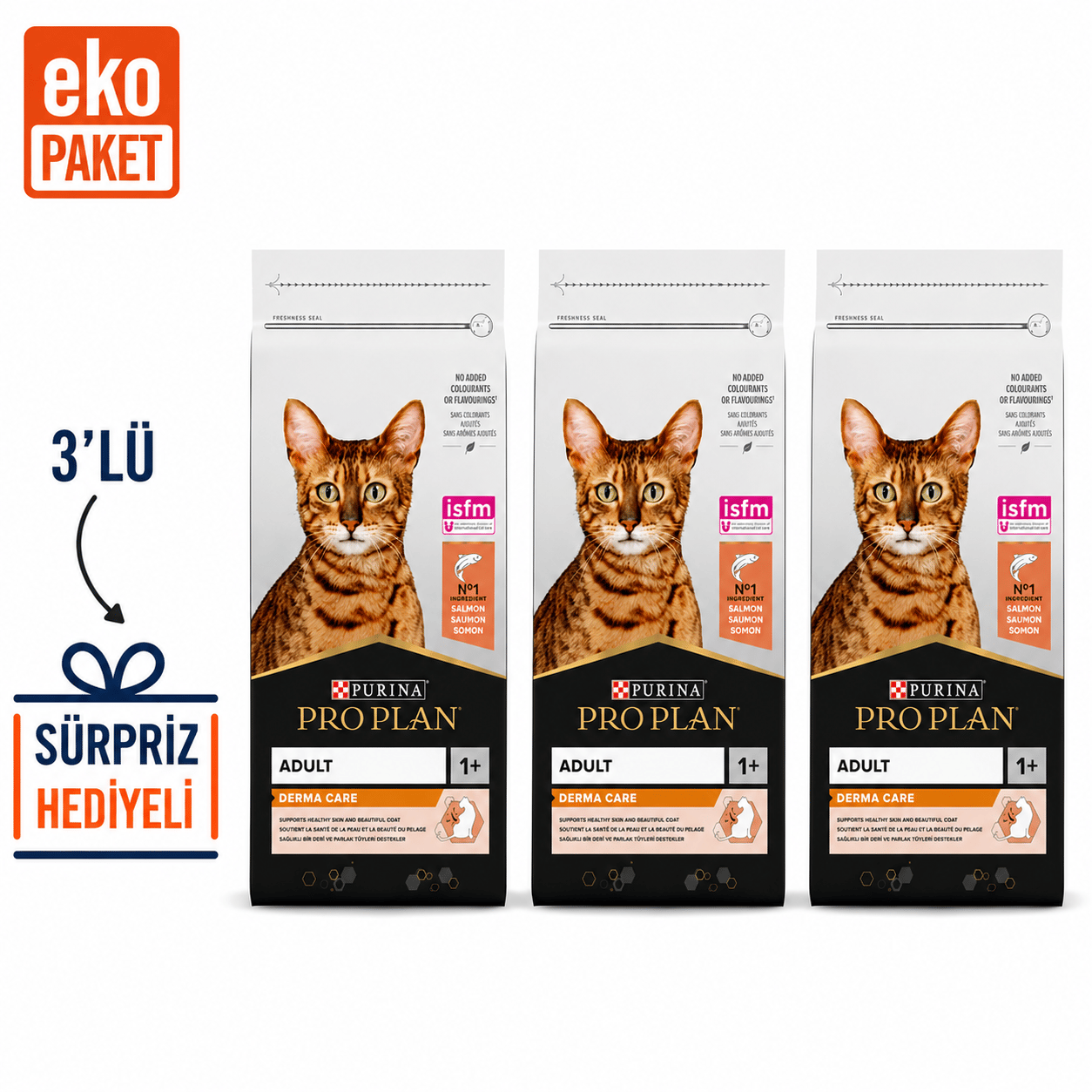 Proplan Elegant Derma Somonlu Yetişkin Kedi Maması 1.5 kg X 3'lü Eko Paket 