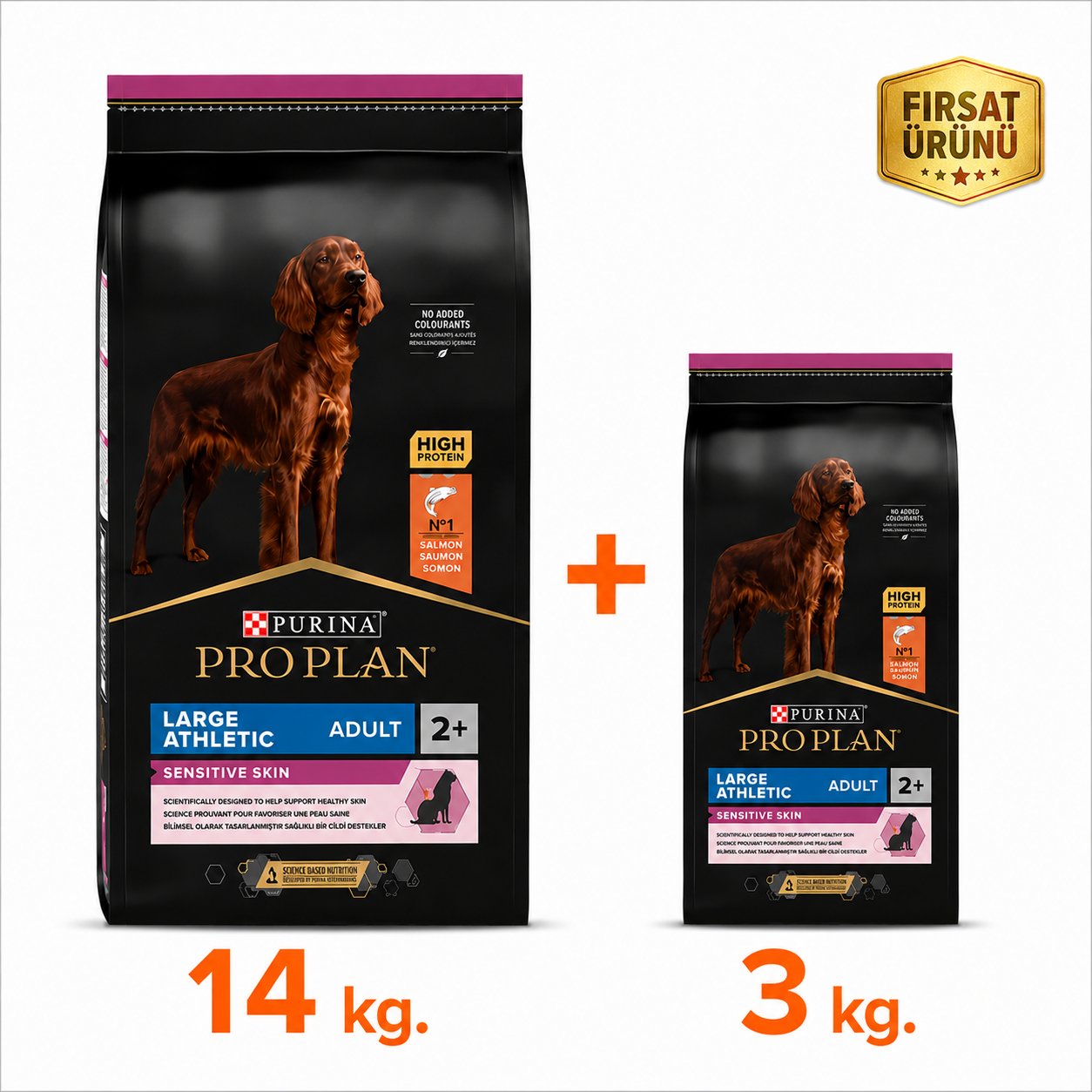 Proplan Hassas Büyük Irk Somonlu Yetişkin Köpek Maması 14 Kg + 3 Kg Fırsat Ürünü