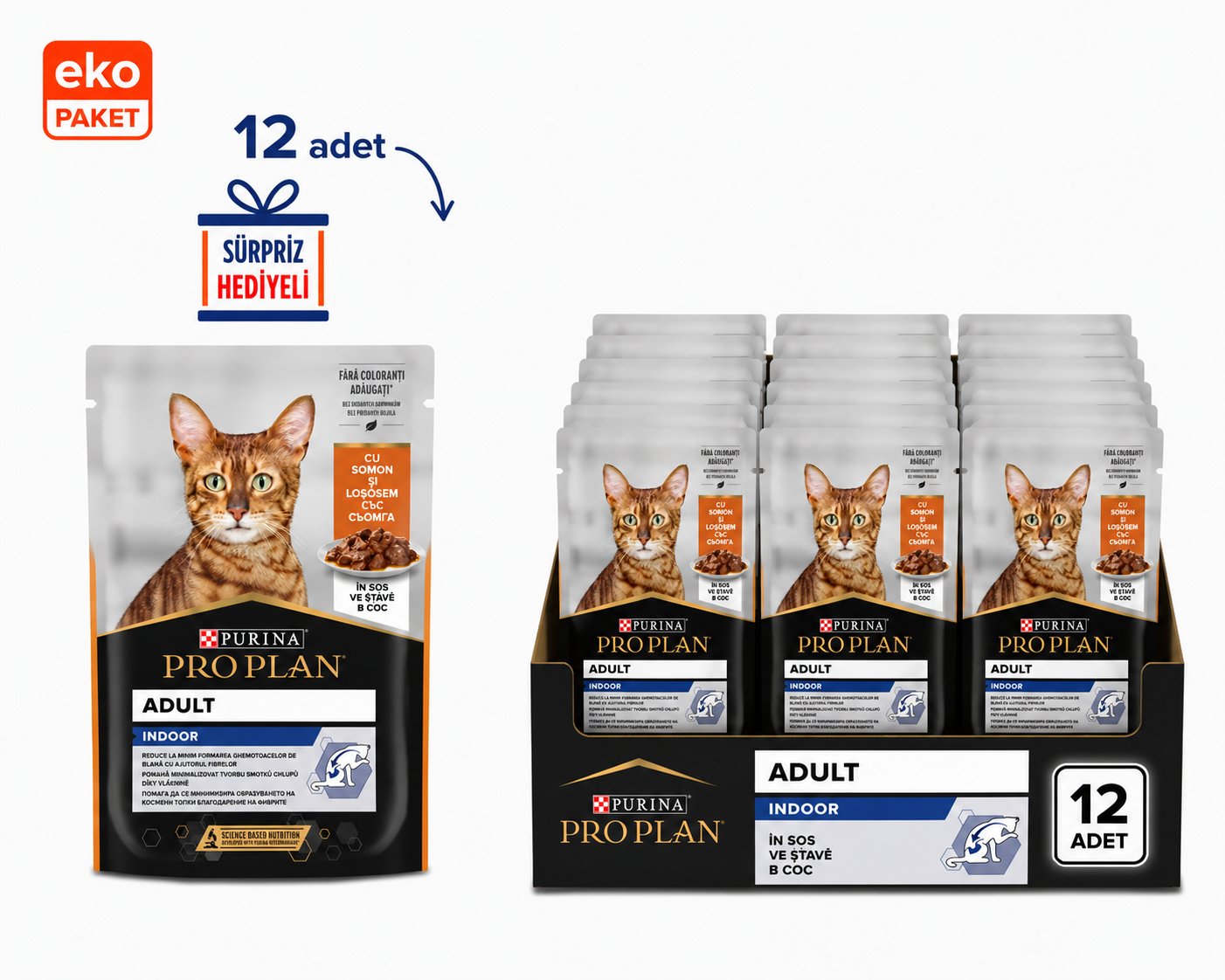 Proplan İndoor Somonlu Pouch Kedi Konservesi 85 Gr X 12'li Eko PAket