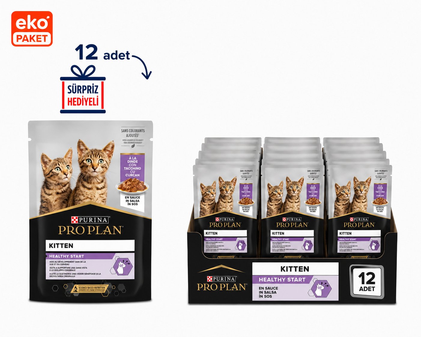 ProPlan Kitten Hindi Etli Pouch Yavru Kedi Konservesi 85 Gr X 12'li Eko PAket