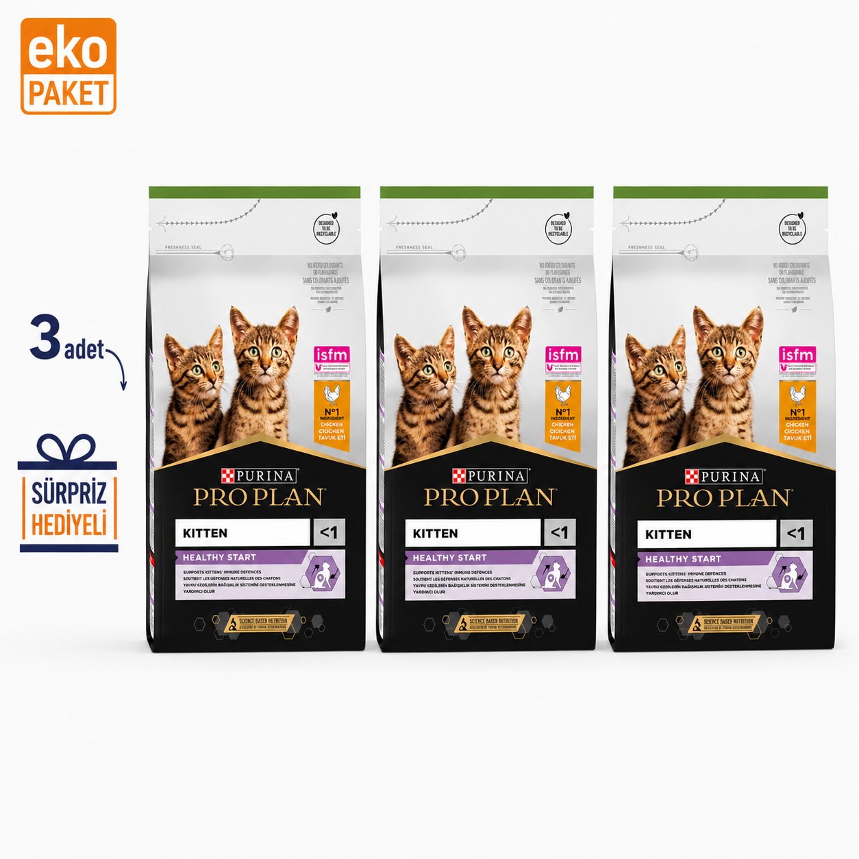 Proplan Kitten Yavru Kuru Kedi Maması 3 Kg X 3'lü Eko Paket