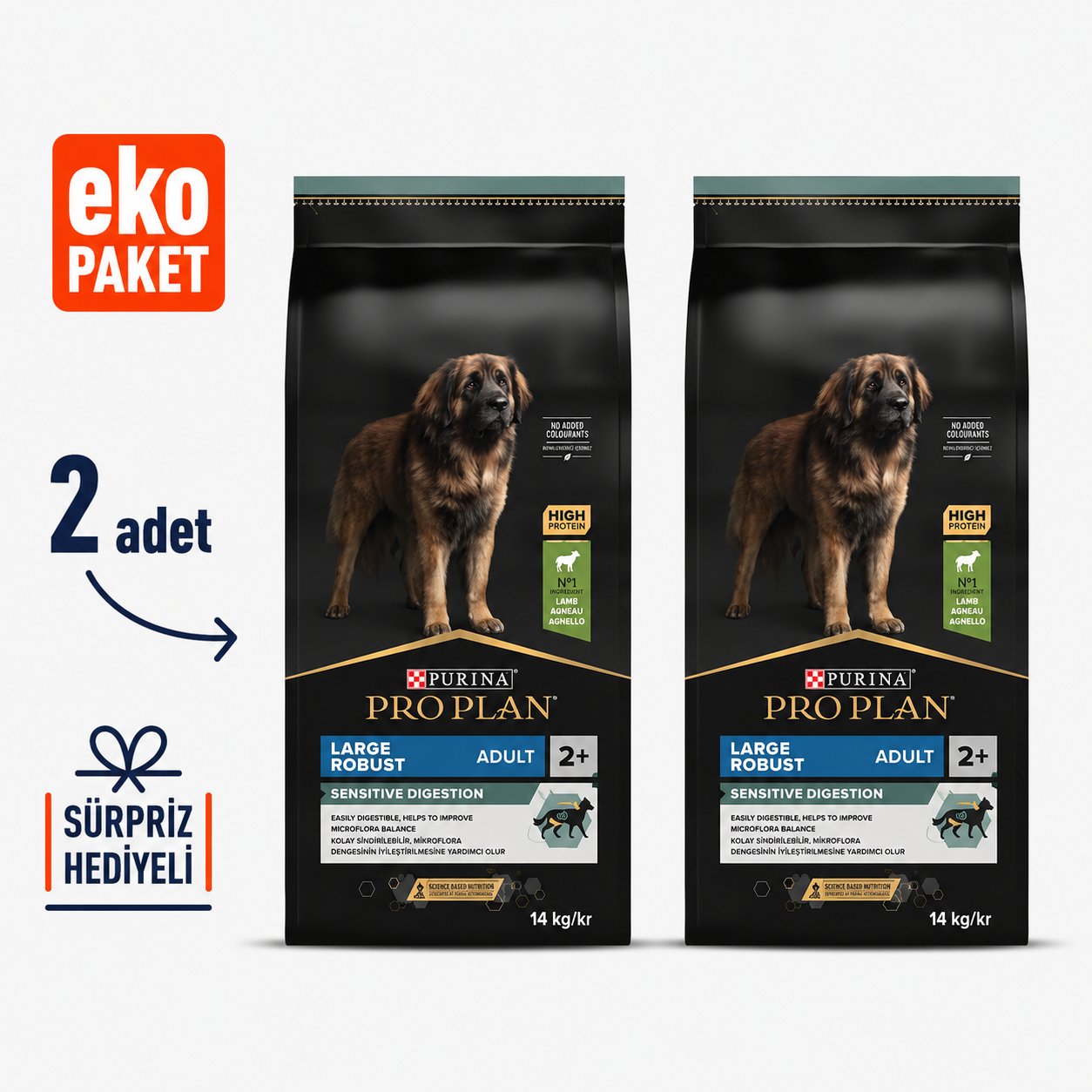 Proplan Large Robust Kuzu Etli Büyük Irk Köpek Maması 14 Kg X 2'li Eko Paket