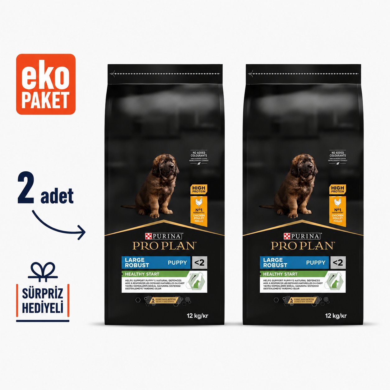 ProPlan Large Robust Tavuklu Yavru Kuru Köpek Maması 12 Kg X 2'li Eko Paket