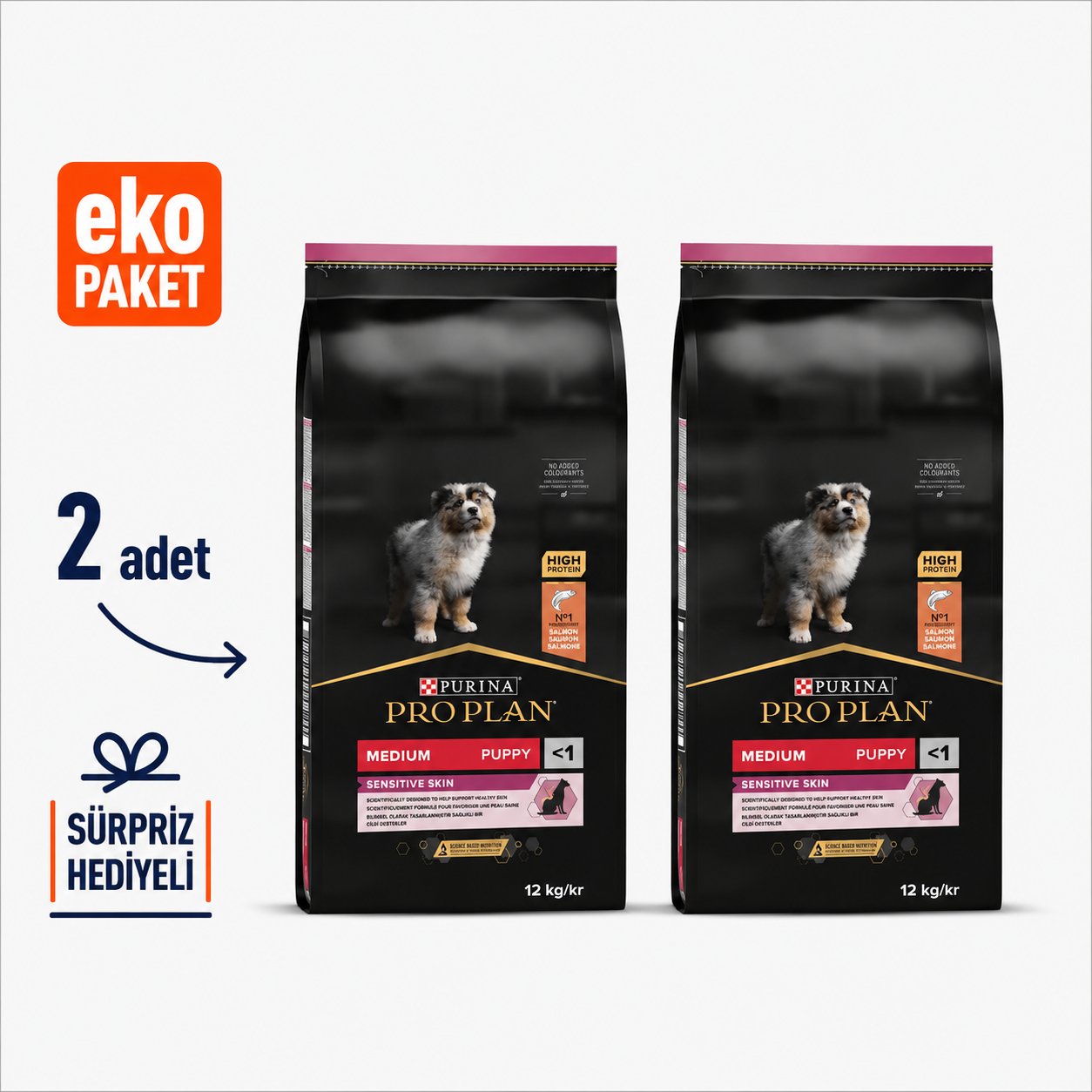 ProPlan Opti Derma Somonlu Hassas Yavru Kuru Köpek Maması 12 Kg X 2'li Eko Paket