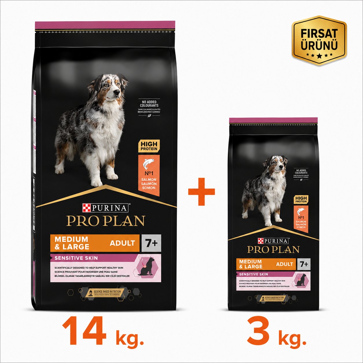 ProPlan Somonlu Hassas Yaşlı Kuru Köpek Maması 14 Kg + 3 Kg Fırsat Ürünü 