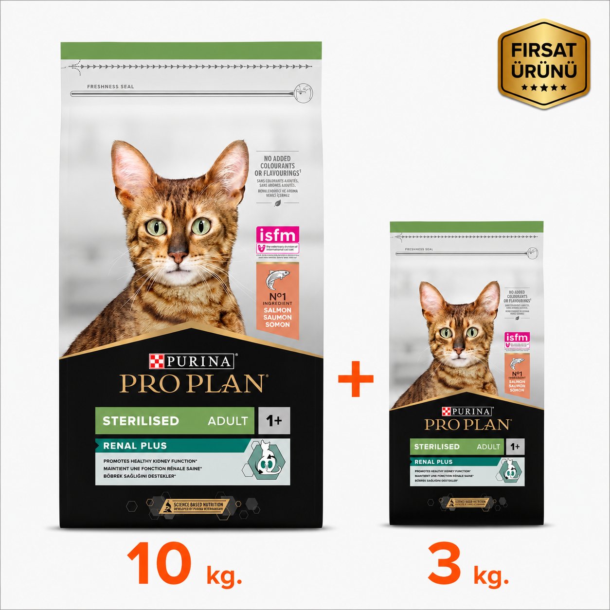 Proplan Sterilised Somonlu Yetişkin Kuru Kedi Maması 10 Kg + 3 Kg Fırsat Ürünü 