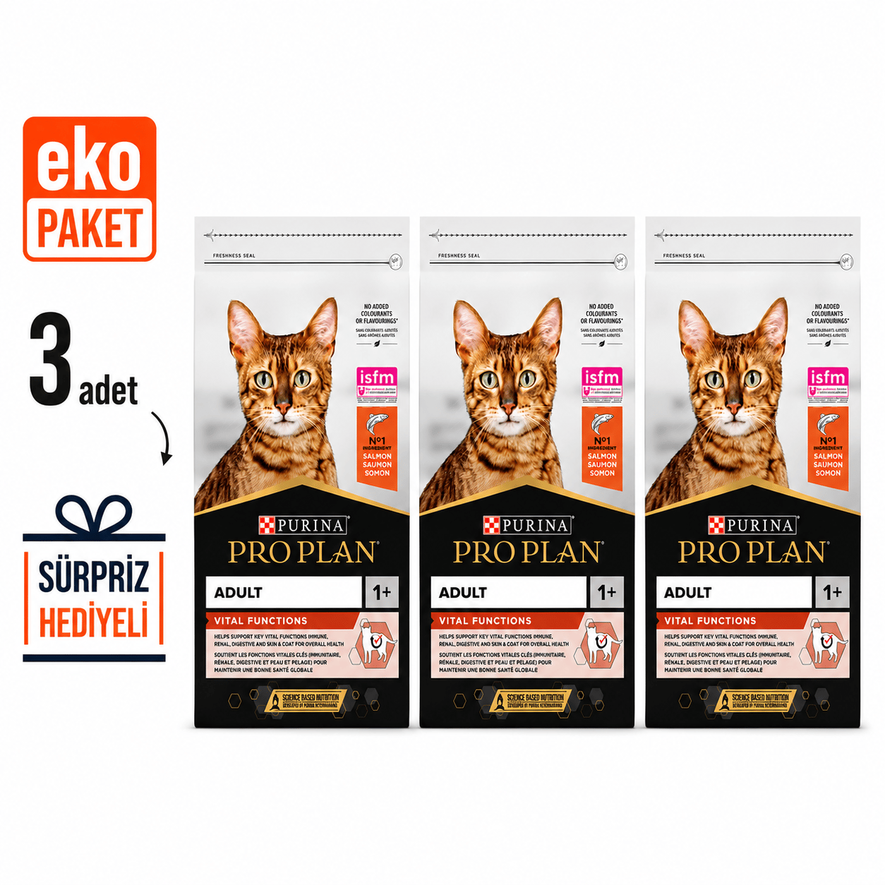 Proplan Vital Functions Somonlu Kedi Maması 3 Kg X 3'lü Eko Paket