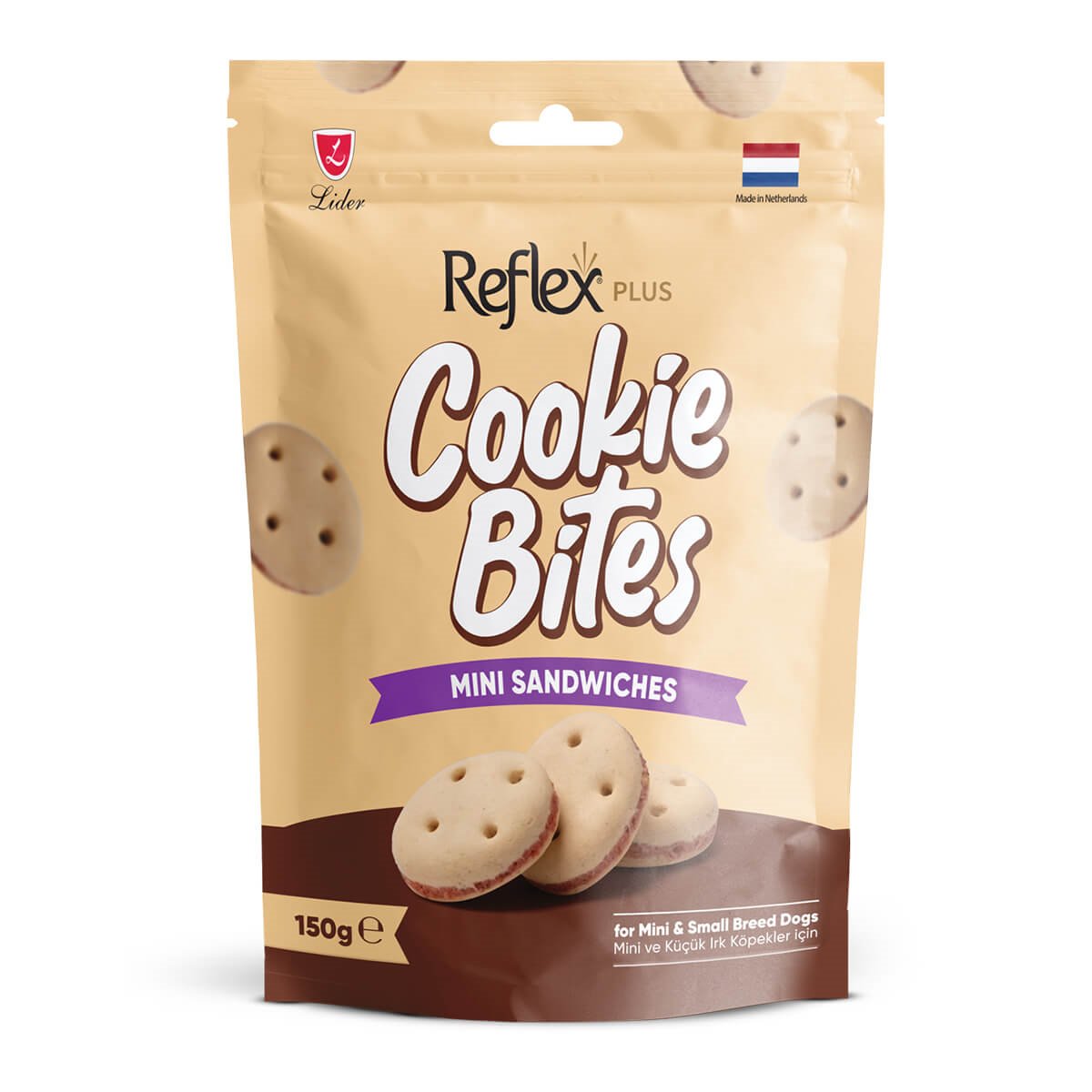Reflex Plus Cookie Bites Mini Sandwiches Mini ve Küçük Irk Yetişkin Köpek Ödül Maması 150 Gr