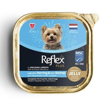 Reflex Plus Ringa Balığı ve Karides Küçük Irk Yetişkin Köpek Konservesi 85 Gr