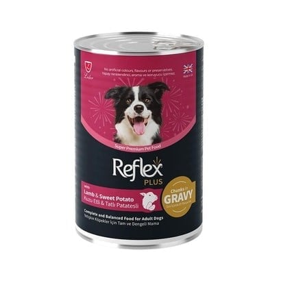 Reflex Plus Soslu Kuzulu Patatesli Köpek Konservesi 400 Gr