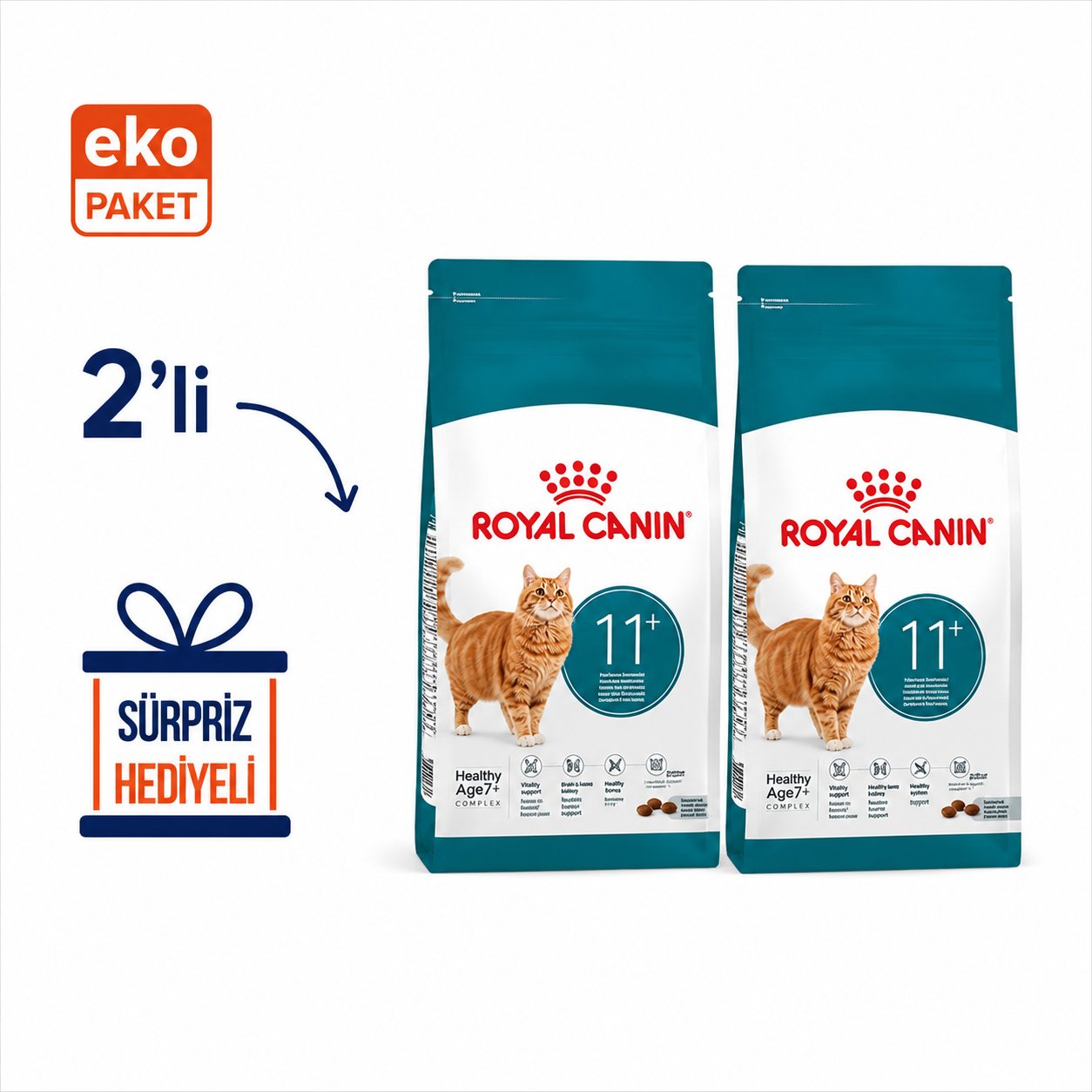 Royal Canin Ageing +11 Yaş Üzeri Yaşlı Kuru Kedi Maması 2 Kg X 2'li Eko Paket 
