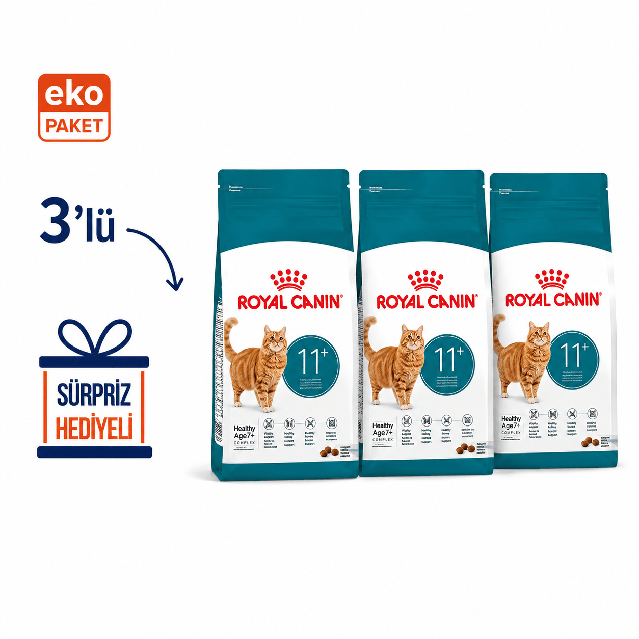 Royal Canin Ageing +11 Yaş Üzeri Yaşlı Kuru Kedi Maması 2 Kg X 3'lü Eko Paket 