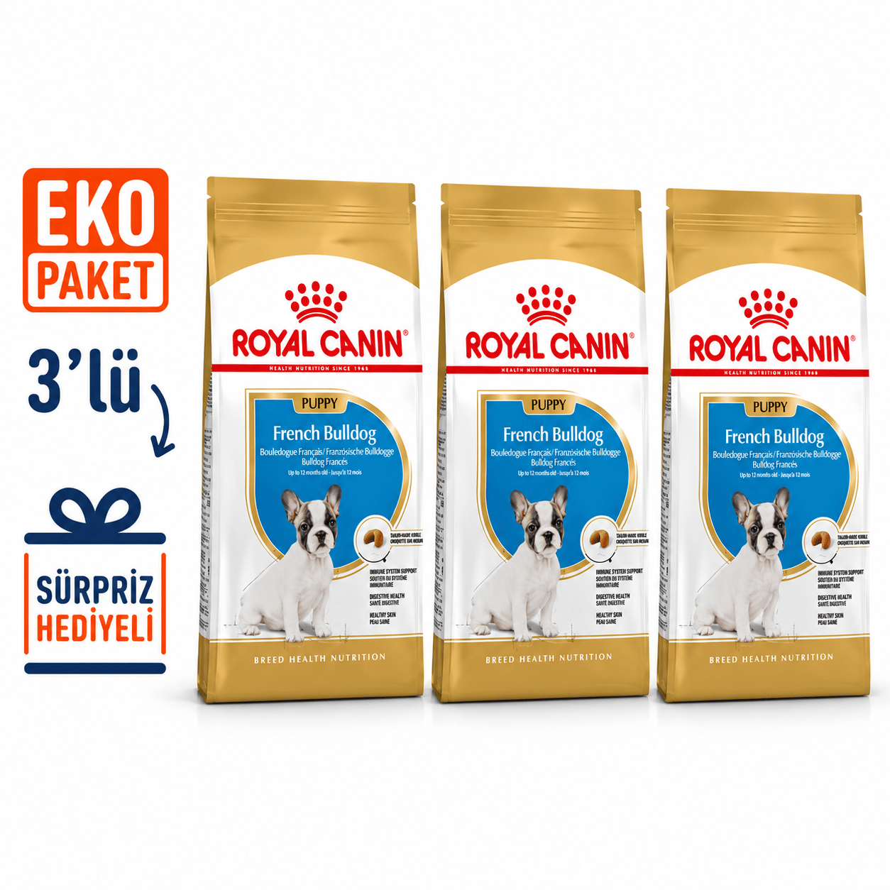 Royal Canin French Bulldog Junior Yavru Köpek Maması 3 Kg X 3'lü Eko Paket 