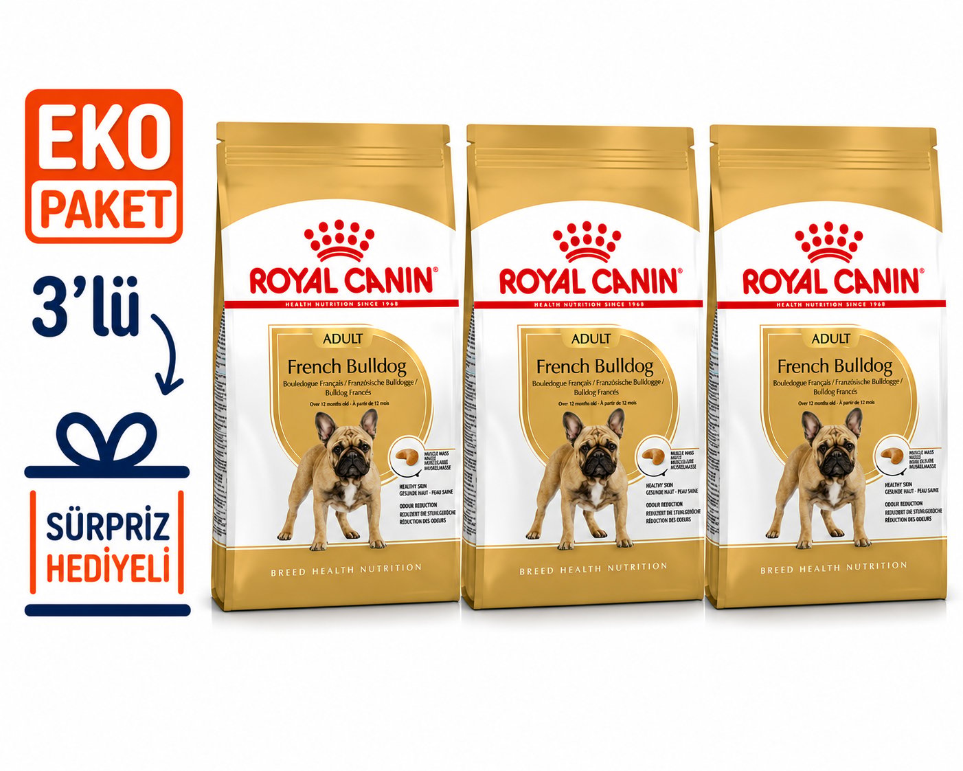 Royal Canin French Bulldog Yetişkin Köpek Maması 3 Kg X 3'lü Eko Paket 