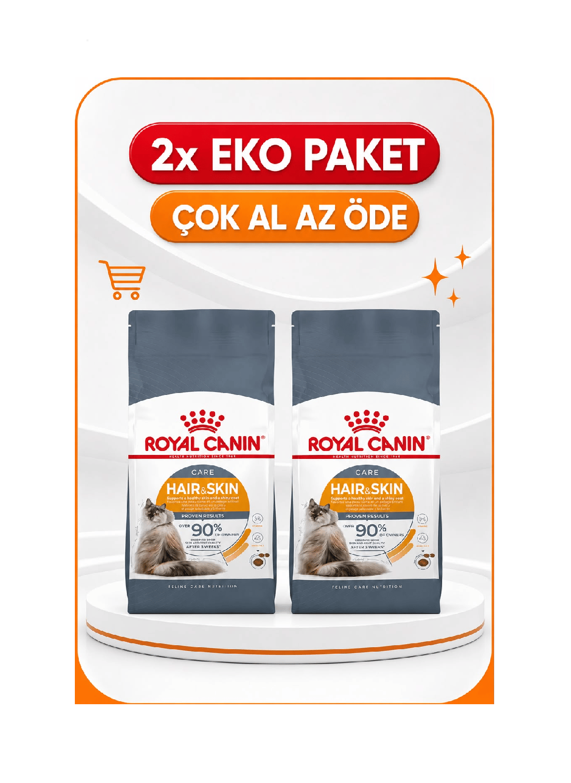 Royal Canin Hair Skin Hassas Tüylü Kedi Maması 2 Kg X 2'li Eko Paket
