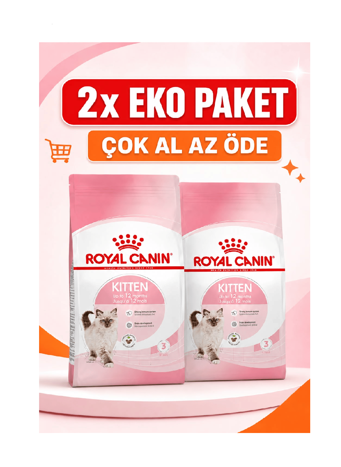 Royal Canin Kitten Yavru Kuru Kedi Maması 2 Kg X 2'li Eko Paket 