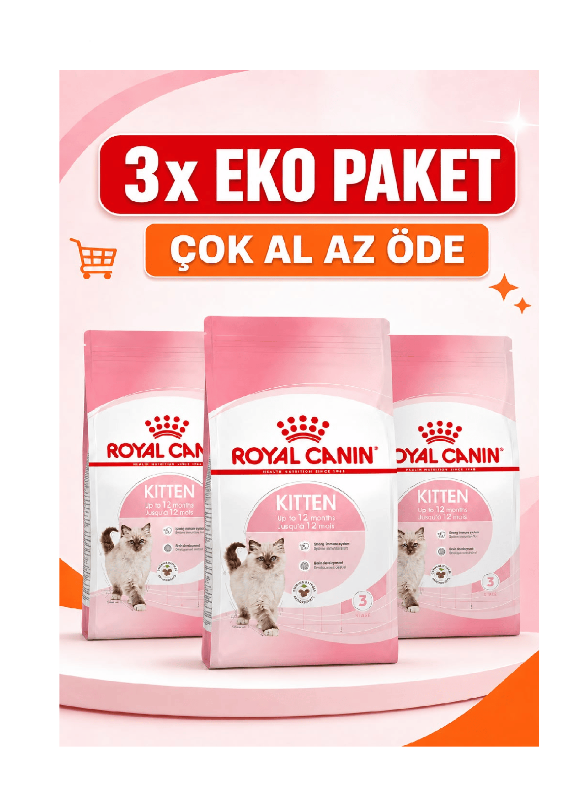 Royal Canin Kitten Yavru Kuru Kedi Maması 2 Kg X 3'lü Eko Paket 