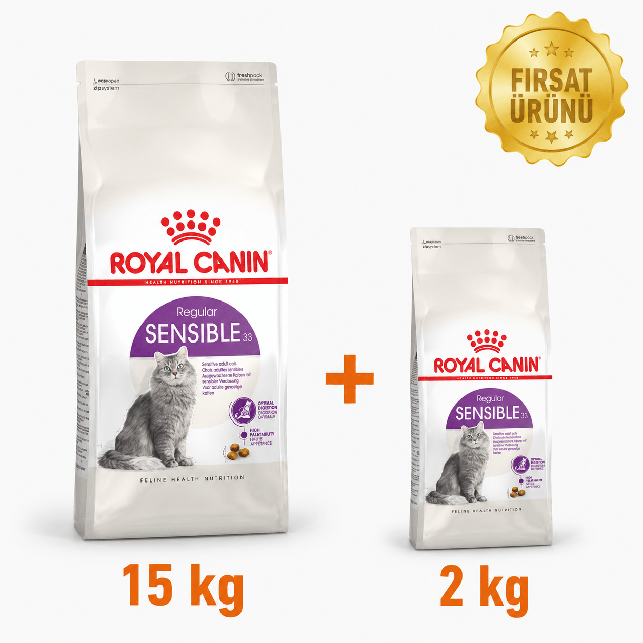 Royal Canin Sensible 33 Kuru Kedi Maması 15 Kg + 2 Kg Fırsat Ürünü 