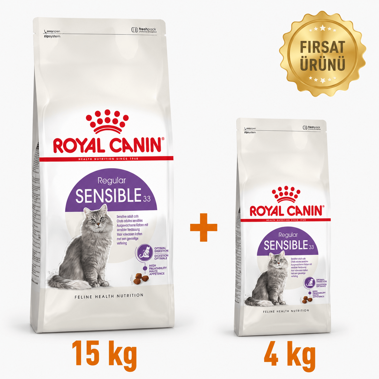 Royal Canin Sensible 33 Kuru Kedi Maması 15 Kg + 4 Kg Fırsat Ürünü 