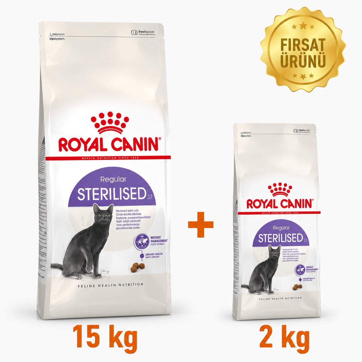 Royal Canin Sterilised 37 Kısırlaştırılmış Kuru Kedi Maması 15 Kg + 2 Kg Fırsat Ürünü