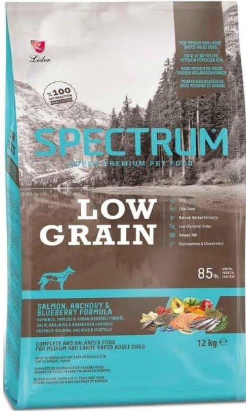 Spectrum Somonlu ve Yaban Mersinli Orta ve Büyük Irk Düşük Tahıllı Yetişkin Köpek Maması 12kg