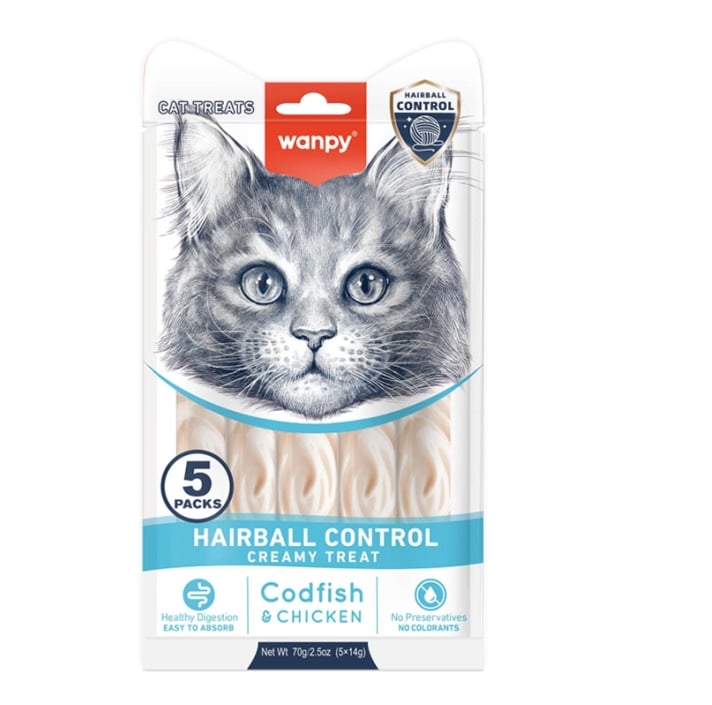 Wanpy Hairball Control Morina Balığı&Tavuk Kedi Ödülü 5x14gr
