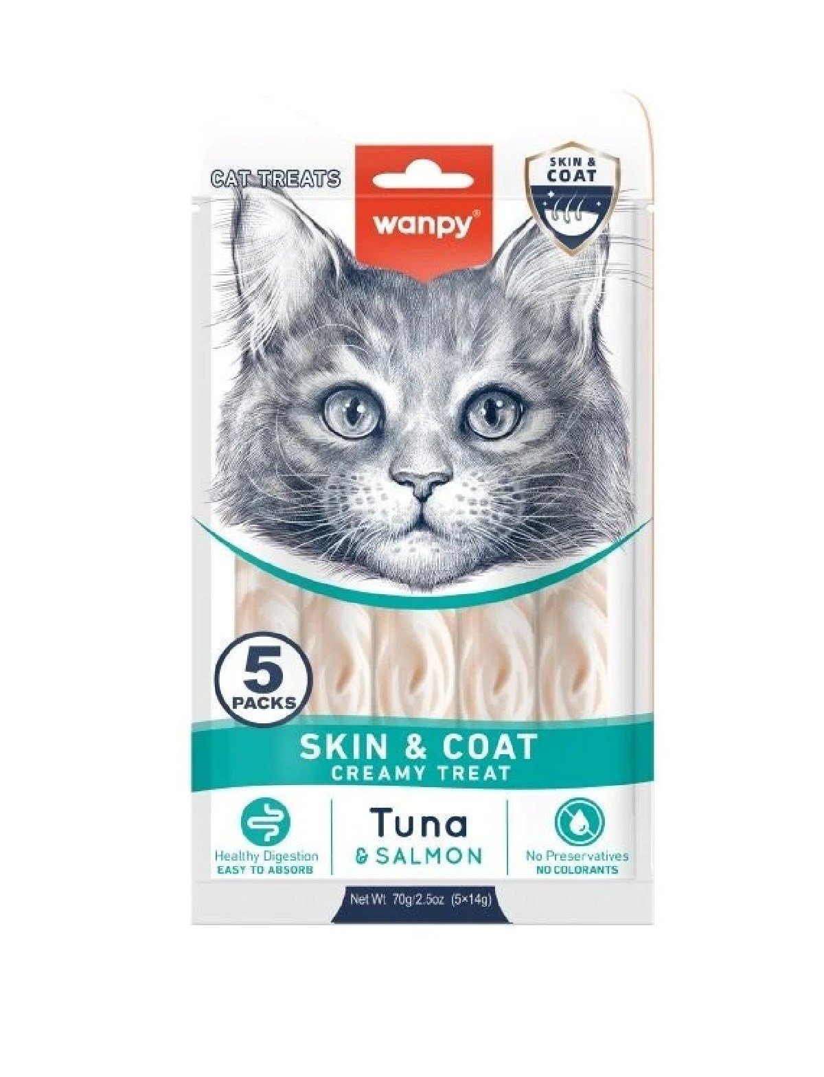 Wanpy Skin Coat Ton Balığı&Somonlu Kedi Ödülü 5x14gr