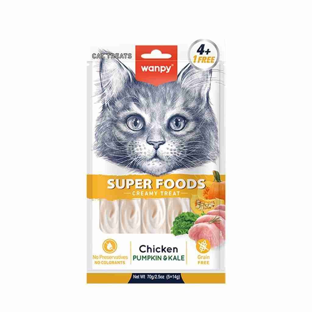 Wanpy Superfood Balkabağı -Kara Lahanalı Krema Kedi Ödülü 5×14 Gr