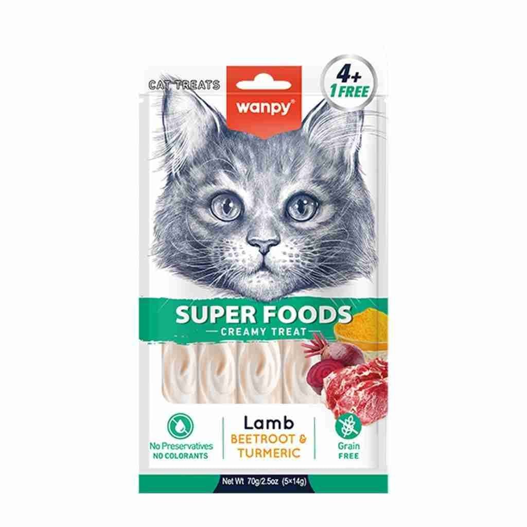 Wanpy Superfood Kuzulu – Pancar – Zerdeçallı Krema Kedi Ödülü 5×14 Gr