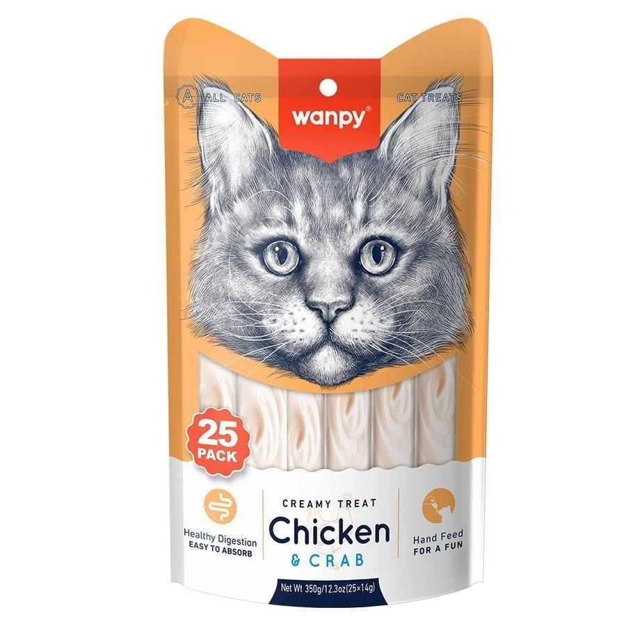 Wanpy Tavuklu Yengeçli 25 x 14 Gr Krema Kedi Ödülü
