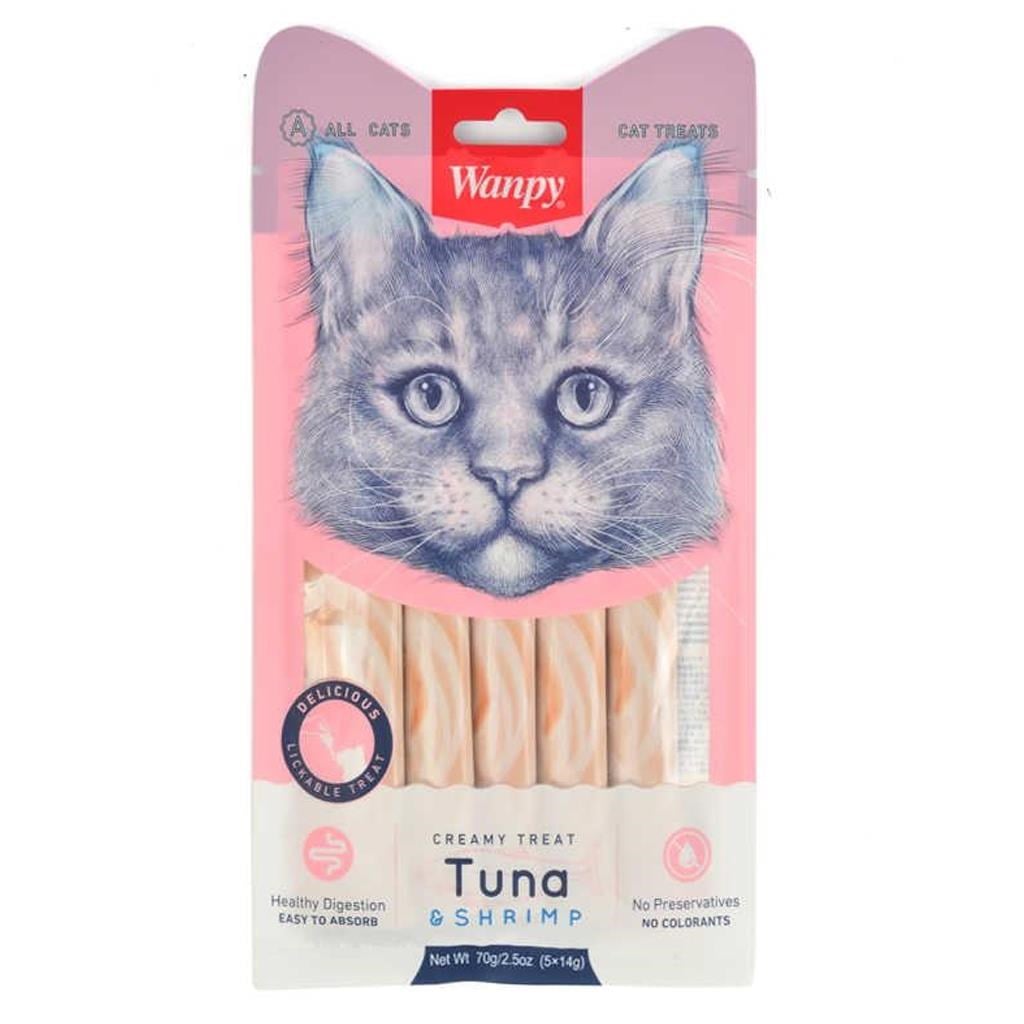 Wanpy Ton Balığı Karides 5 x 14 Gr Likit Kedi Ödülü