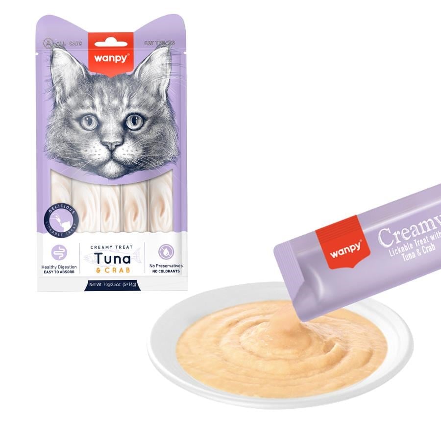 Wanpy Ton Yengeç Krema Likit Kedi Ödülü 5 x 14 Gr
