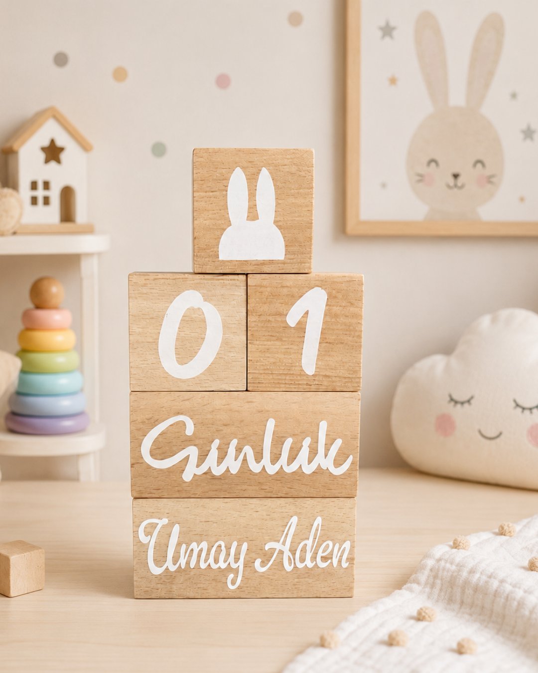5'Lİ AHŞAP ANI KÜPÜ - BEBEK HEDİYESİ - YENİ DOĞAN HEDİYELİK