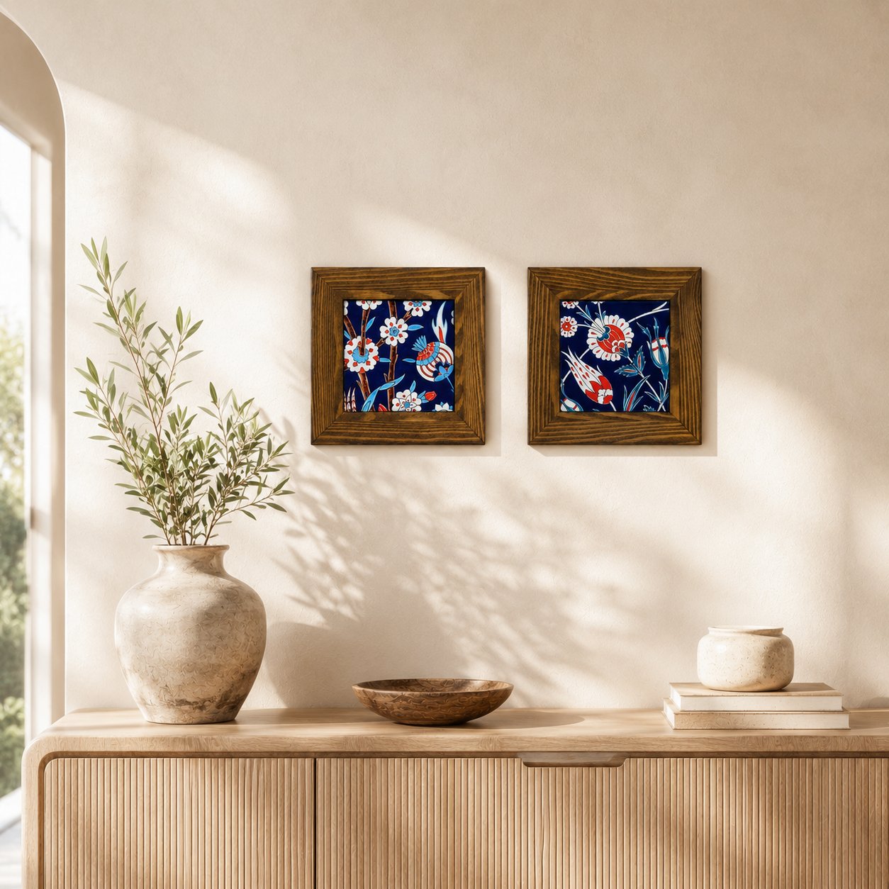 Ahşap Çerçeveli Dekoratif Seramik Tablo – Motif Koleksiyonu III