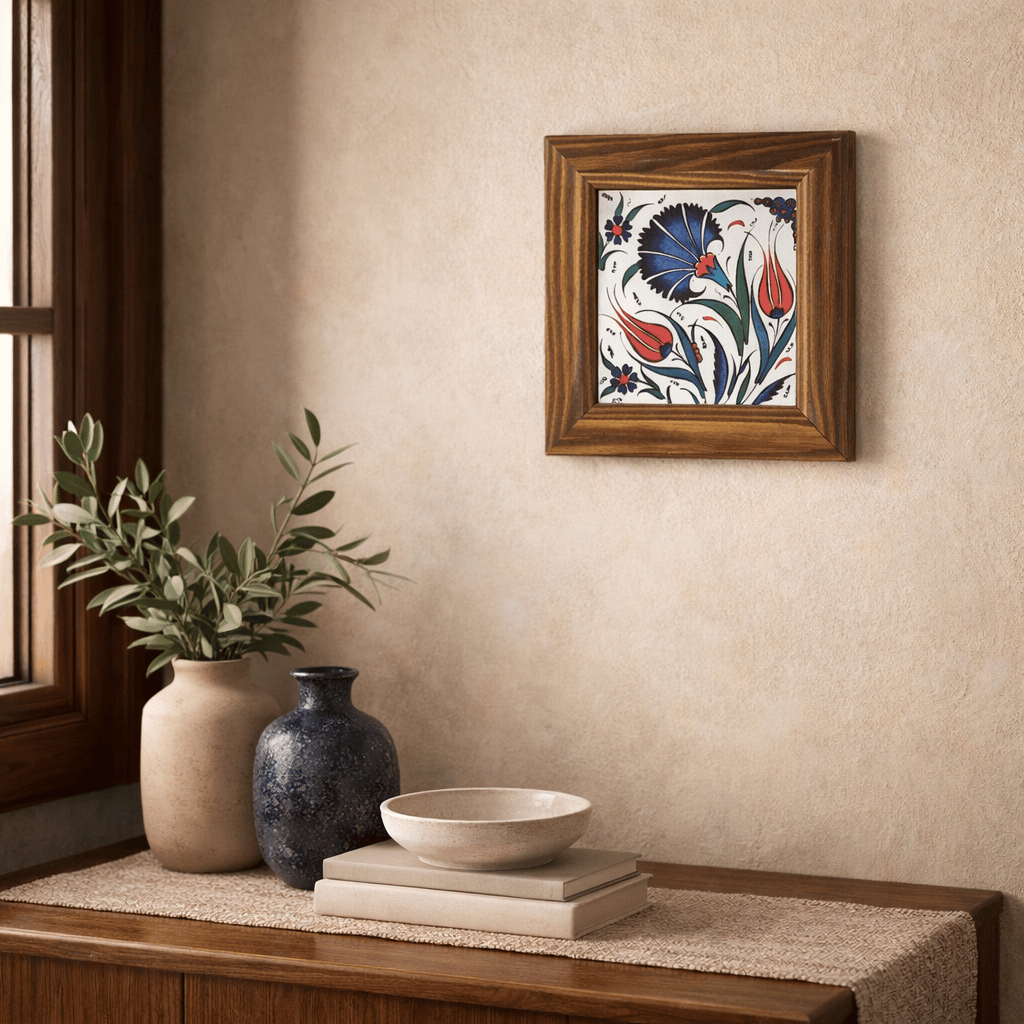 Ahşap Çerçeveli Dekoratif Seramik Tablo – Motif Koleksiyonu IV