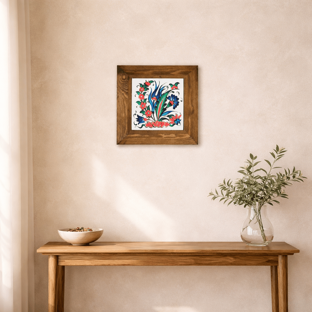 Ahşap Çerçeveli Dekoratif Seramik Tablo – Motif Koleksiyonu VII