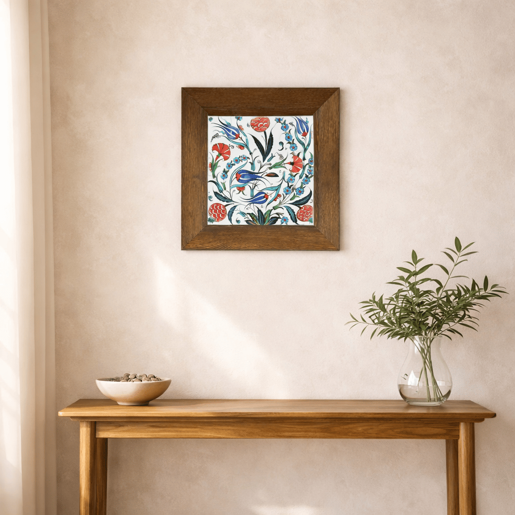 Ahşap Çerçeveli Dekoratif Seramik Tablo – Motif Koleksiyonu VI