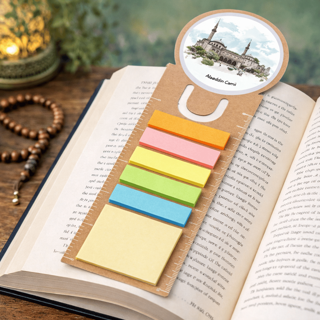 Alâeddin Camii Temalı Renkli Yapışkan Notluklu Kitap Ayracı
