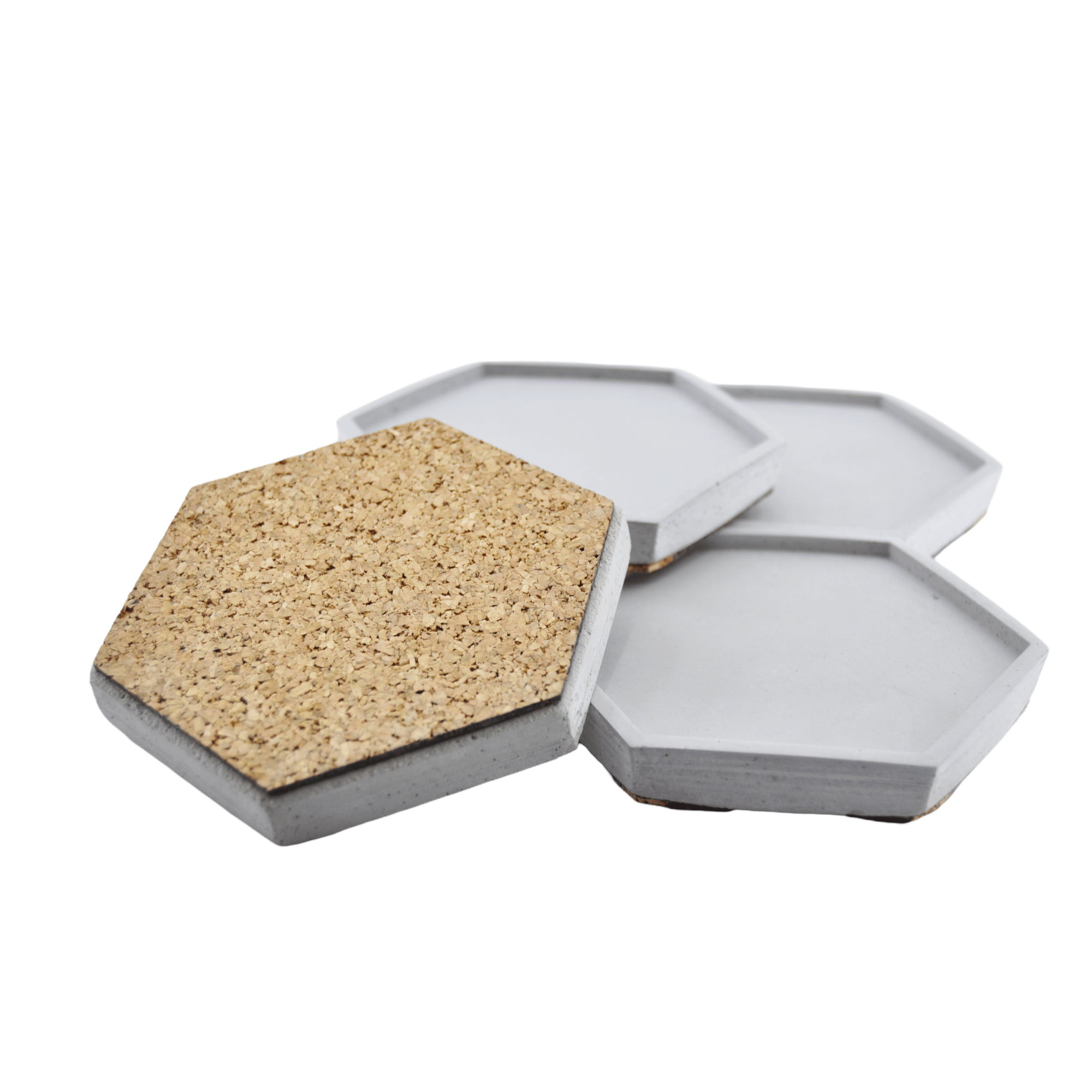 Altıgen Beton Bardak Altlığı Seti – Kenarlı Geometrik Masa Düzenleyici
