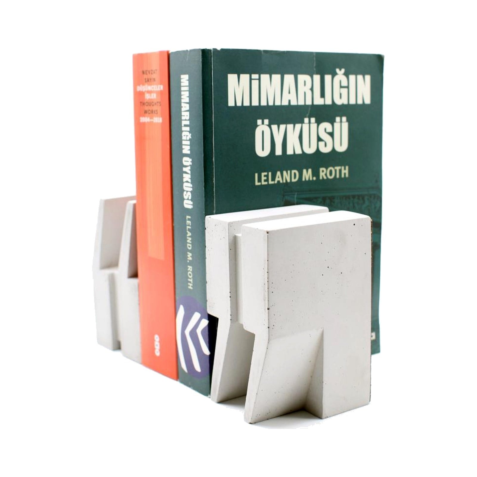 Brüt Beton Kitap Tutucu – El Yapımı Modern Raf ve Masaüstü Kitap Desteği