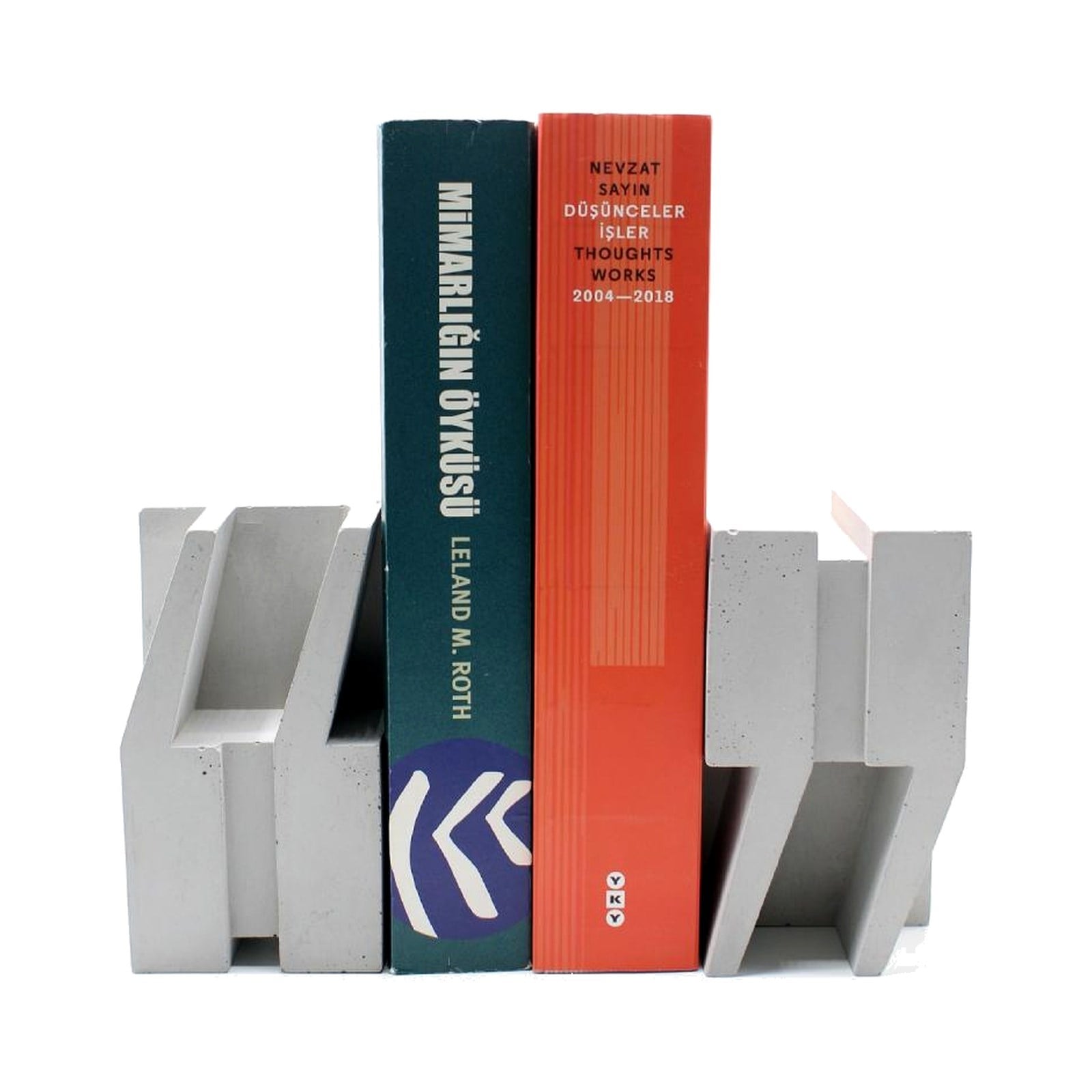 Brüt Beton Kitap Tutucu – El Yapımı Modern Raf ve Masaüstü Kitap Desteği