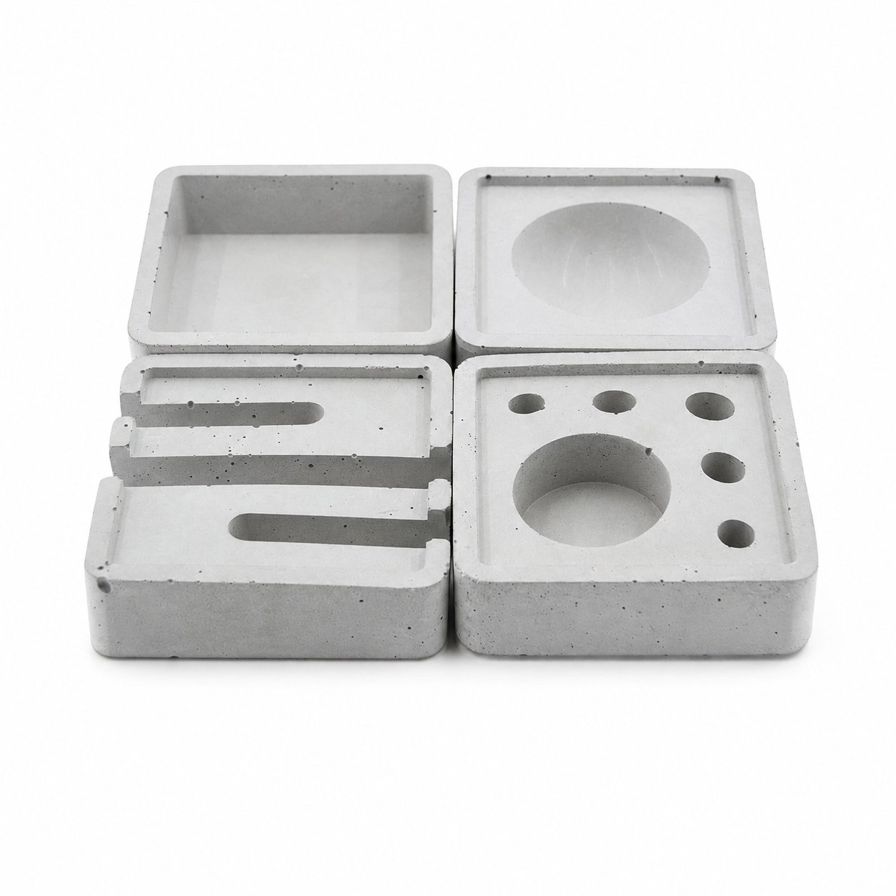 Brüt Beton Masaüstü Organizer 4'lü Set | Dekoratif Ofis Düzenleyici