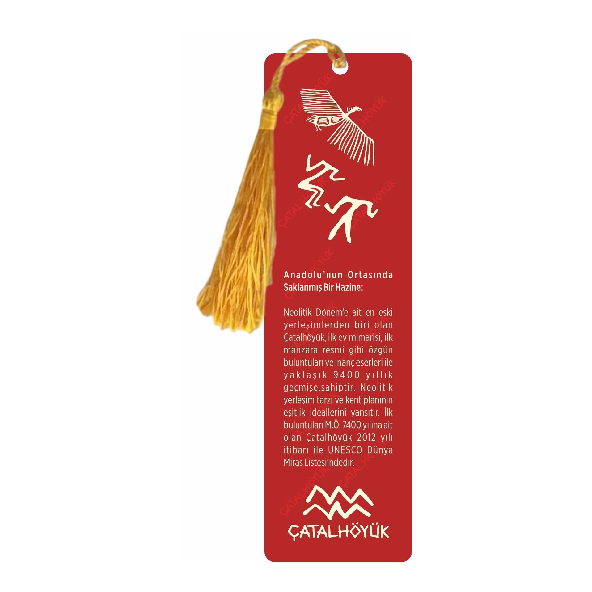 Çatalhöyük Atmaca Figürü Motifli Kitap Ayracı – Kırmızı