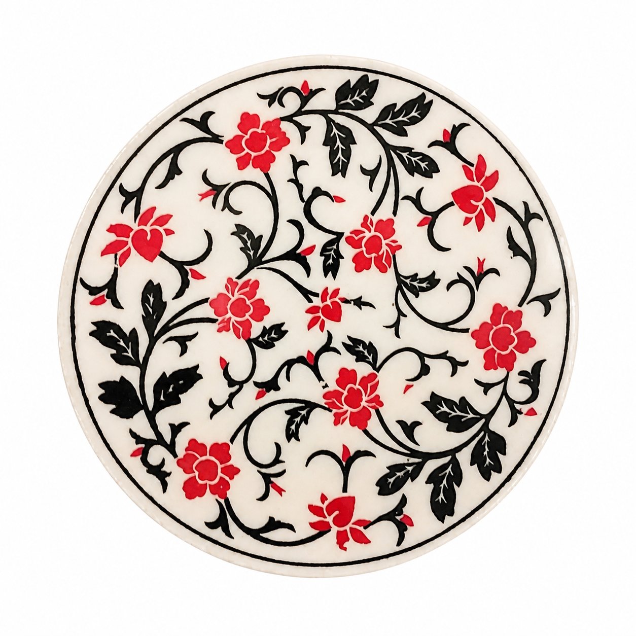 Çiçek Desenli Seramik Bardak Altlığı 4'lü Set