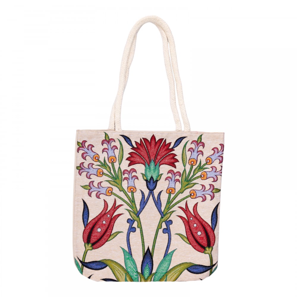 Çiçek Motifli Goblen Kumaş Heybe Çanta | Model: GBLN-3536