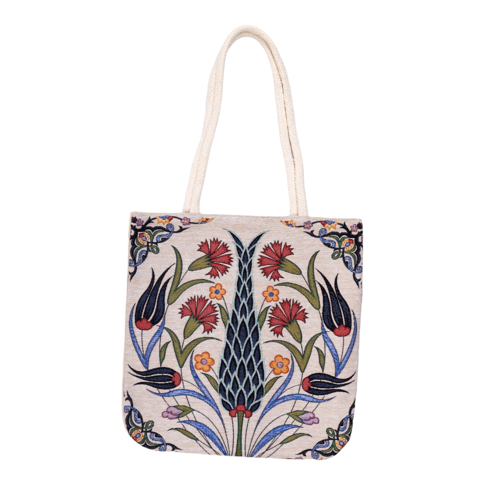 Çiçek Motifli Goblen Kumaş Heybe Çanta | Model: GBLN-3529