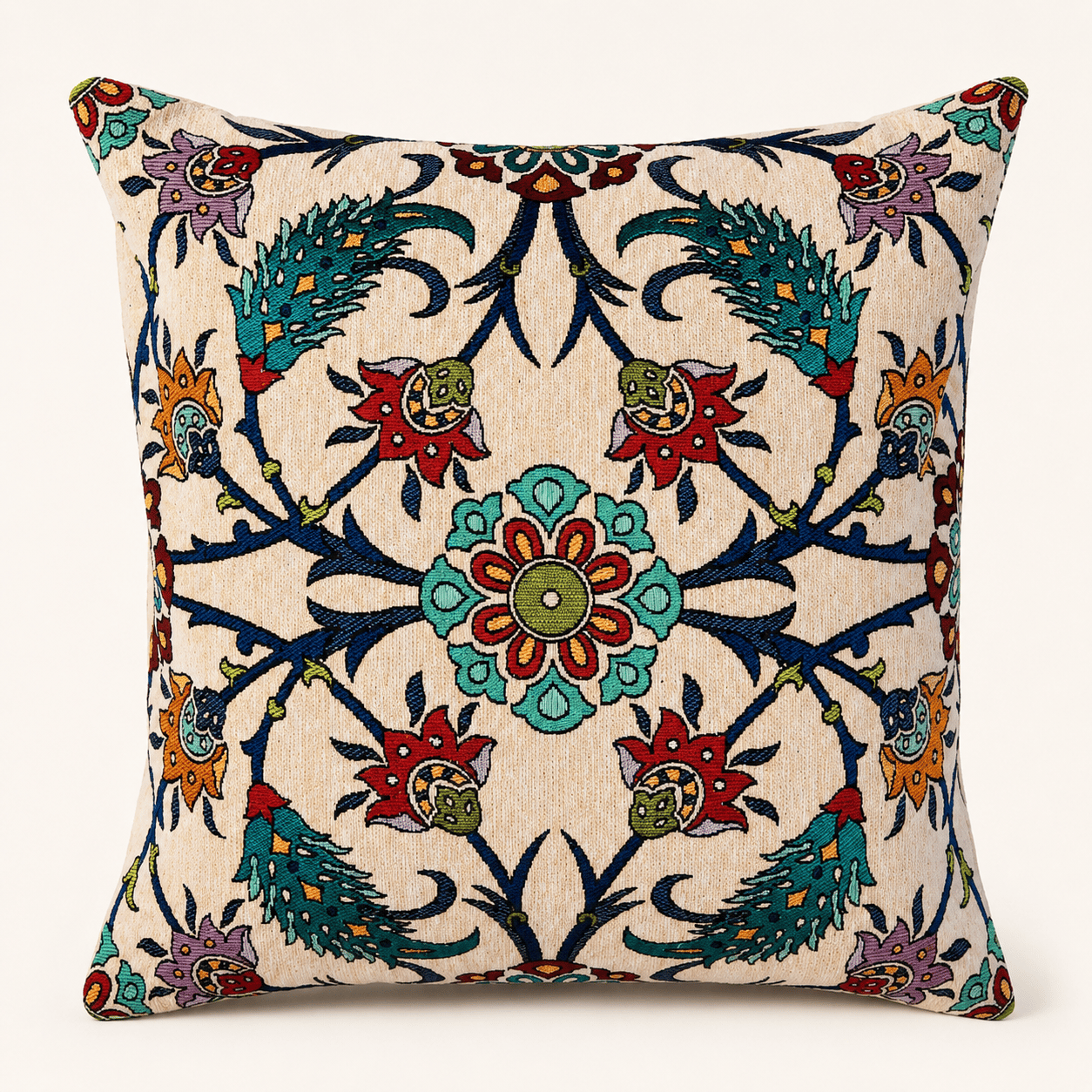 Dekoratif Çiçek Desenli Goblen Kırlent Kılıfı, Model: GBLN-3011
