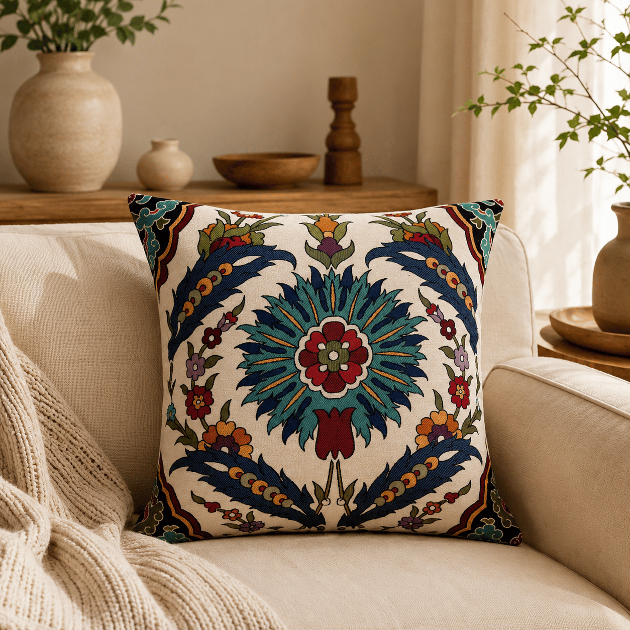 Dekoratif Goblen Kumaş Kırlent Kılıfı, Mlodel: GBLN-3032